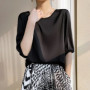 Summer Satin Simple Office Lady Blouse Female Shirt Solid Tops Short Sleeve Casual Korean OL Loose Blouses Women Blusas 2023