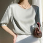 Summer Satin Simple Office Lady Blouse Female Shirt Solid Tops Short Sleeve Casual Korean OL Loose Blouses Women Blusas 2023