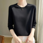 Mercerized Cotton Cropped Sleeve Female Spring And Summer 2023 New Round Neck Loose 100 Cotton Short Sleeve Bottoming T-Shirt