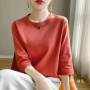 Mercerized Cotton Cropped Sleeve Female Spring And Summer 2023 New Round Neck Loose 100 Cotton Short Sleeve Bottoming T-Shirt