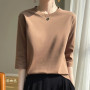 Mercerized Cotton Cropped Sleeve Female Spring And Summer 2023 New Round Neck Loose 100 Cotton Short Sleeve Bottoming T-Shirt