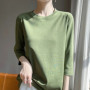 Mercerized Cotton Cropped Sleeve Female Spring And Summer 2023 New Round Neck Loose 100 Cotton Short Sleeve Bottoming T-Shirt