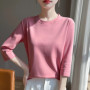 Mercerized Cotton Cropped Sleeve Female Spring And Summer 2023 New Round Neck Loose 100 Cotton Short Sleeve Bottoming T-Shirt