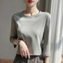 Mercerized Cotton Cropped Sleeve Female Spring And Summer 2023 New Round Neck Loose 100 Cotton Short Sleeve Bottoming T-Shirt