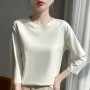 Mercerized Cotton Cropped Sleeve Female Spring And Summer 2023 New Round Neck Loose 100 Cotton Short Sleeve Bottoming T-Shirt
