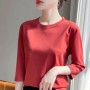 Mercerized Cotton Cropped Sleeve Female Spring And Summer 2023 New Round Neck Loose 100 Cotton Short Sleeve Bottoming T-Shirt