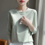 Mercerized Cotton Cropped Sleeve Female Spring And Summer 2023 New Round Neck Loose 100 Cotton Short Sleeve Bottoming T-Shirt