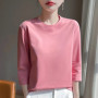 Mercerized Cotton Cropped Sleeve Female Spring And Summer 2023 New Round Neck Loose 100 Cotton Short Sleeve Bottoming T-Shirt