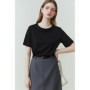 FSLE 100 Cotton Short-Sleeved T-Shirt Women'S Spring Summer New Round Neck Straight White Black Top For Women