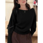 Batwing Long sleeve Knitted Pullover Women 300g Thick Off shoulder Top Korean Fashion Sweater Loose Casual Autumn Outwear Pull