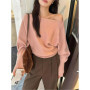 Batwing Long sleeve Knitted Pullover Women 300g Thick Off shoulder Top Korean Fashion Sweater Loose Casual Autumn Outwear Pull