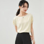 SENTUBILA Elegant Chiffon Blouse Women 2026 Summer Patchwork Short Sleeve O-Neck Simple Loose Straight Chiffon Tops 162VA6570X