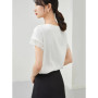 SENTUBILA Elegant Chiffon Blouse Women 2026 Summer Patchwork Short Sleeve O-Neck Simple Loose Straight Chiffon Tops 162VA6570X