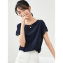 SENTUBILA Elegant Chiffon Blouse Women 2026 Summer Patchwork Short Sleeve O-Neck Simple Loose Straight Chiffon Tops 162VA6570X