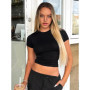 2025 Spring New Short Sleeve T-Shirt Women Solid Simple Casual Soft All-Match Hot Basic Crop Tops Tees Summer Fashion