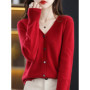 Women's Sweater 2025 Spring Autumn Cardigans V-neck Single Breasted Short Slim Lady Knitwear Tops Solid Korean Fashion Cardigan