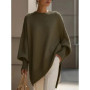 Ladies' Batwing Sleeve Knitted Sweater Shoulder Design Casual Style Autumn Winter Outerwear Irregular Shaped Knitwear Coat