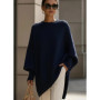 Ladies' Batwing Sleeve Knitted Sweater Shoulder Design Casual Style Autumn Winter Outerwear Irregular Shaped Knitwear Coat