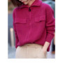 New 100 pure cashmere cardigan in autumn and winter women's POLO collar cashmere rose red coat knitted hooded sweater