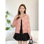 High End Chic Design Zipper Sweater Jacket Women Short Jacquard Long Sleeve Knitted Sweater Coat Female Fashion Short Cardigans