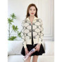 High End Chic Design Zipper Sweater Jacket Women Short Jacquard Long Sleeve Knitted Sweater Coat Female Fashion Short Cardigans