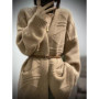 Heavy 100 pure cashmere cardigan women's loose padded coat long V-neck knitted sweater in autumn and winter.