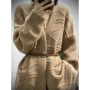 Heavy 100 pure cashmere cardigan women's loose padded coat long V-neck knitted sweater in autumn and winter.