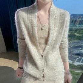 Scarf Collar Women Cardigan Tops Autumn Winter New Chic 100 Merino Wool Sweater Graceful Woman Wool Sweater Elegant Soft Blouse