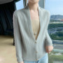 Scarf Collar Women Cardigan Tops Autumn Winter New Chic 100 Merino Wool Sweater Graceful Woman Wool Sweater Elegant Soft Blouse