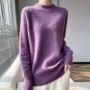 WinvyNee Women's Clothing 100 Warm Wool Thick Mock Neck Ribbed Solid Knitted Winter Spring Tops Pullovers Sweaters A1713011