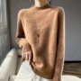WinvyNee Women's Clothing 100 Warm Wool Thick Mock Neck Ribbed Solid Knitted Winter Spring Tops Pullovers Sweaters A1713011