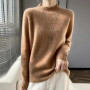 WinvyNee Women's Clothing 100 Warm Wool Thick Mock Neck Ribbed Solid Knitted Winter Spring Tops Pullovers Sweaters A1713011