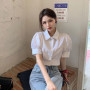 Korean Summer Puff sleeve White Shirt Cropped Women Elegant Youth Collar Blouses Clothes Preppy Short sleeve Cute Top