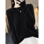 100 pure wool 2024 autumn and winter new cashmere sweater women's O-neck pullover fashion solid color long sleeve pullover.