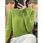 100 pure wool 2024 autumn and winter new cashmere sweater women's O-neck pullover fashion solid color long sleeve pullover.