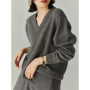 New simple pure cashmere sweater women's V-neck sweater loose thick long-sleeved cashmere knitting bottoming