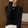 Fall/Winter 2024 New Women's Sweater 100 Pure Wool Lotus Collar Solid Color Loose Knitted Cashmere Pullover
