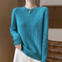 Fall/Winter 2024 New Women's Sweater 100 Pure Wool Lotus Collar Solid Color Loose Knitted Cashmere Pullover