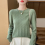 Fall/Winter 2024 New Women's Sweater 100 Pure Wool Lotus Collar Solid Color Loose Knitted Cashmere Pullover