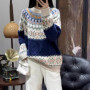 Jacquard round-neck 100 wool knitted sweater women's pullover base layer sweater loose long-sleeved sweater