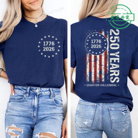 America 250th Anniversary Printing T-shirts for Women Unisex Clothing 1776–2026 Graphic Tops Short Sleeve Casual Wear Tee Tops