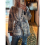 Patchwork Knitted Jacquard Tassels Cardigans Women Sweaters Long Sleeve V-neck Thicken 2026 Spring Sweater Autumn Coats Tops