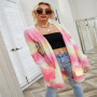 FZCSPEED Loose Gradient Knit Sweater Pocket Cardigan Long Cardigan Jacket Spring Autumn and Winter Knitted Sweater Cardigan