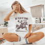We Read At Dawn Cowgirl T-shirt Vintage Country Bookish Tops Gift for Book Lover Tee Bookish Cowgirl Retro Funny Reading Tshirt