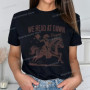 We Read At Dawn Cowgirl T-shirt Vintage Country Bookish Tops Gift for Book Lover Tee Bookish Cowgirl Retro Funny Reading Tshirt