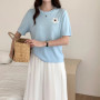 Women T-shirts Summer Tops Solid Short Sleeve Loose O-neck Cotton Korean Casual Ladies Shirts Harajuku Korean Woman Tshirts