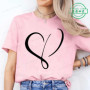 Women Love Heart Design T-Shirts Fashion Casual Short Sleeve T-shirt Heart Personalised Graphic Tshirts RED Women T Shirts Ts01