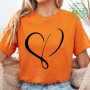 Women Love Heart Design T-Shirts Fashion Casual Short Sleeve T-shirt Heart Personalised Graphic Tshirts RED Women T Shirts Ts01