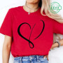 Women Love Heart Design T-Shirts Fashion Casual Short Sleeve T-shirt Heart Personalised Graphic Tshirts RED Women T Shirts Ts01