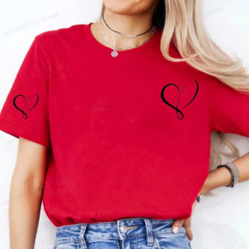Women Love Heart Design T-Shirts Fashion Casual Short Sleeve T-shirt Heart Personalised Graphic Tshirts RED Women T Shirts Ts01